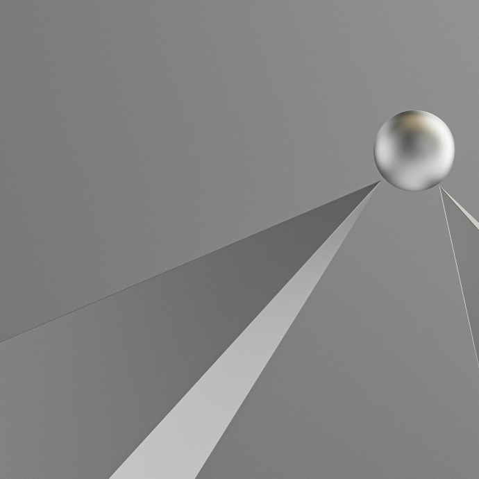 an abstract image of a silver ball in the air